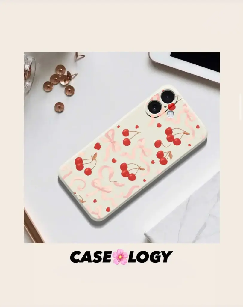 IPHONE-17 PHONE COVER (CHERRY & BOW DESIGN)